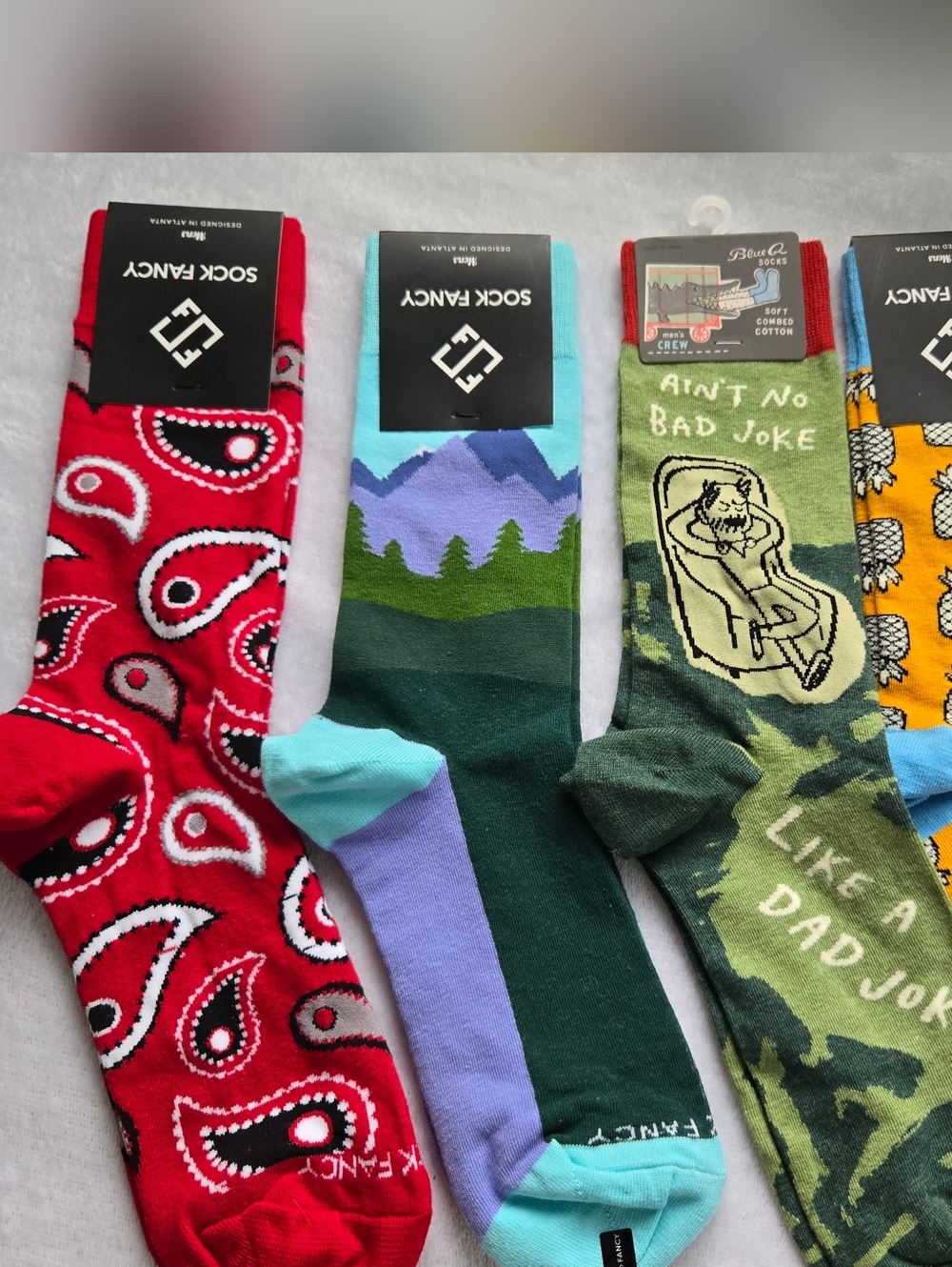 Sock Fancy & Blue Q Crew Pattern Fun Printed Socks (4)